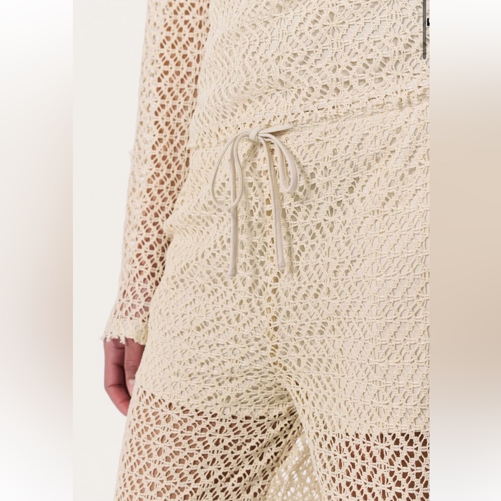 NWT $278 Rag & Bone Cream Crochet Wide Leg Pants Liv  Mesh Turtledove Size XS - Picture 8 of 14